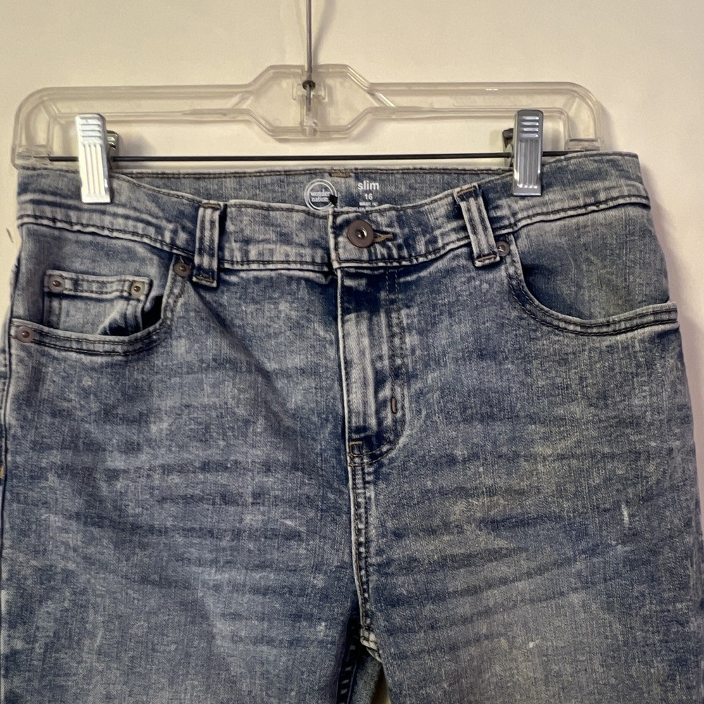 Wonder Nation Boys Size 16 Blue Slim Skinny Stretch Denim Jeans 24" Inseam - Picture 2 of 10